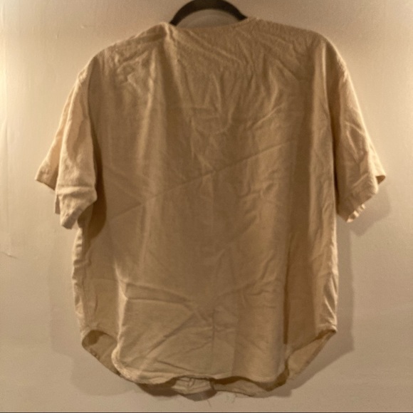 Studio Silk LARGE Beige Slub SILK button down top blouse - Picture 5 of 6